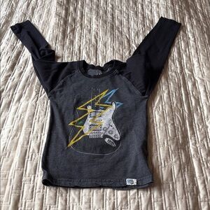 Kids Long Sleeve Guitar Graphic Tee - Black